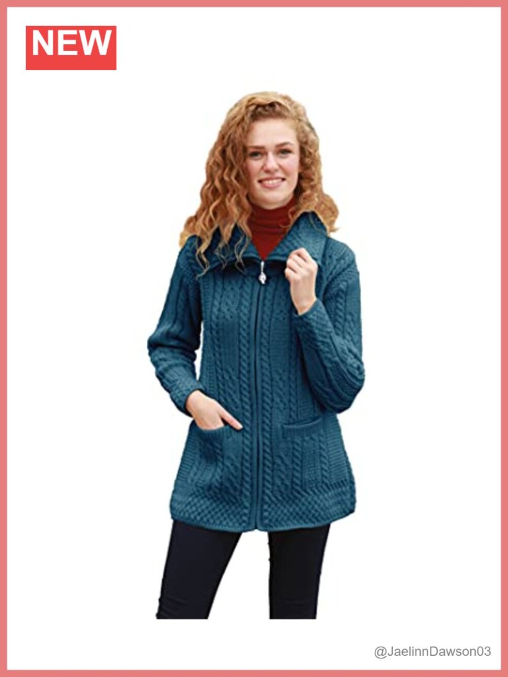 Merino Wool Irish Coatigan Zip Front Cardigan Sweater Jacket